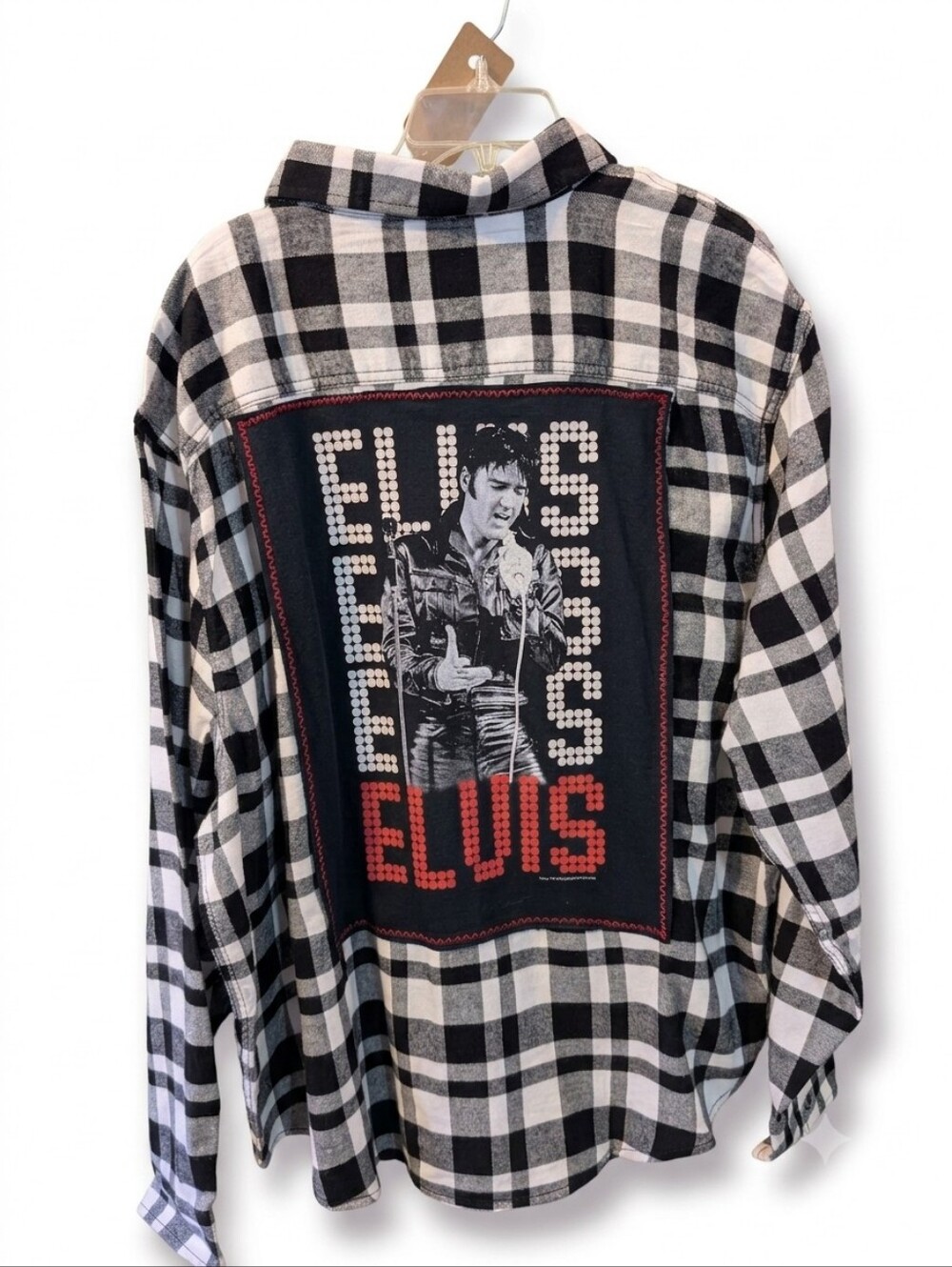 Elvis New Flannel Upcycled Patch on Back